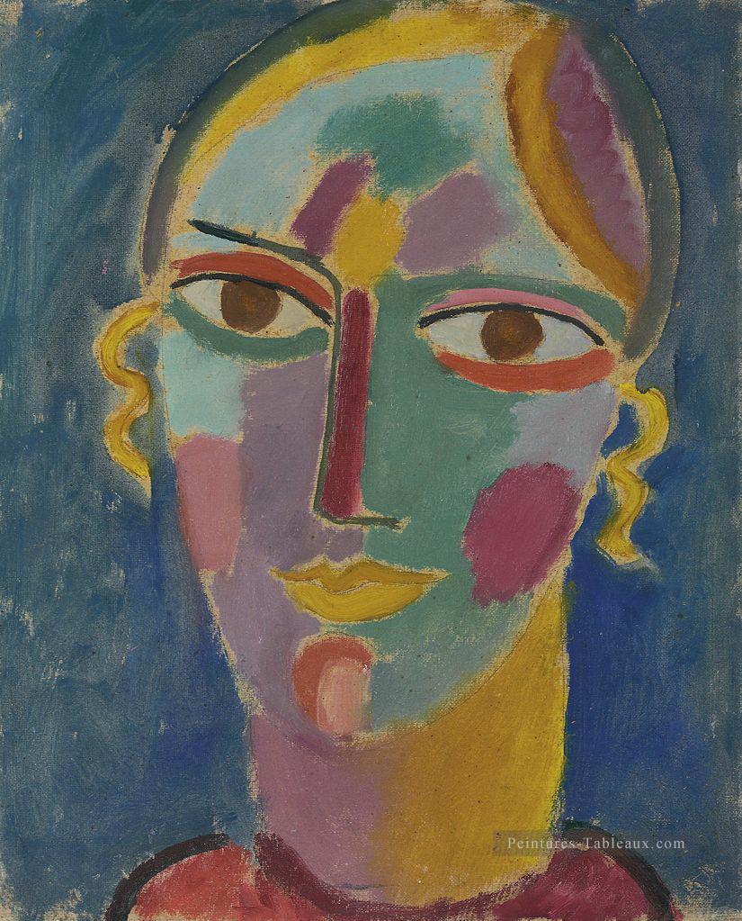 mystischer kopf frauenkopf auf blauem grund 1917 Alexej von Jawlensky Expressionism Peintures à l'huile